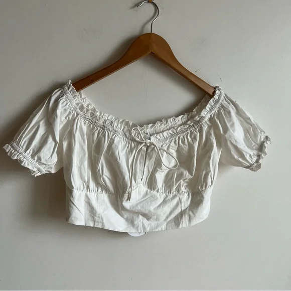 NWT Princess Polly Ashlin Top White Size 6 Croped Off The Shoulder - Picture 5 of 12